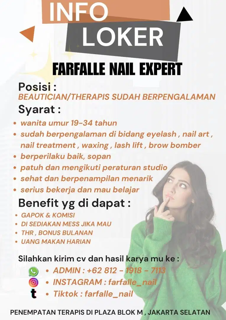 Di butuhkan terapis nail,eyelash,waxing,lashlift,browbomber