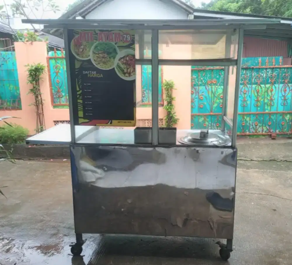 Gerobak stainless steel ex mie ayam (full set)