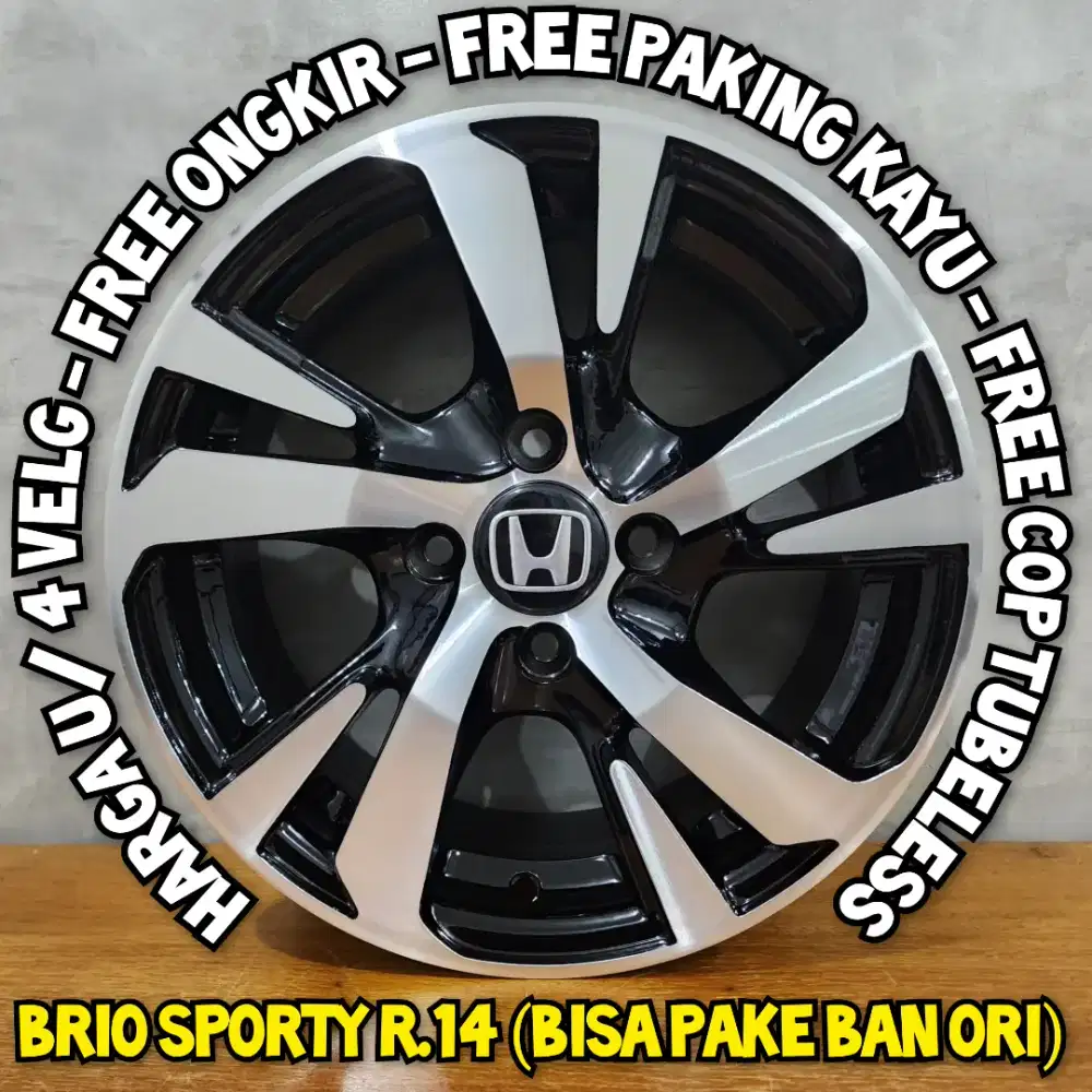 1OO% BARU!! VELG BRIO SPORTY R.14 BISA PAKE BAN ORI BRIO SEMUA TAHUN