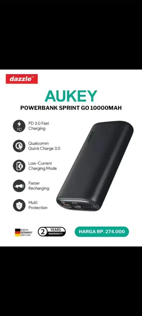 Aukey sprint Go 10K mAh 20watt fast charging