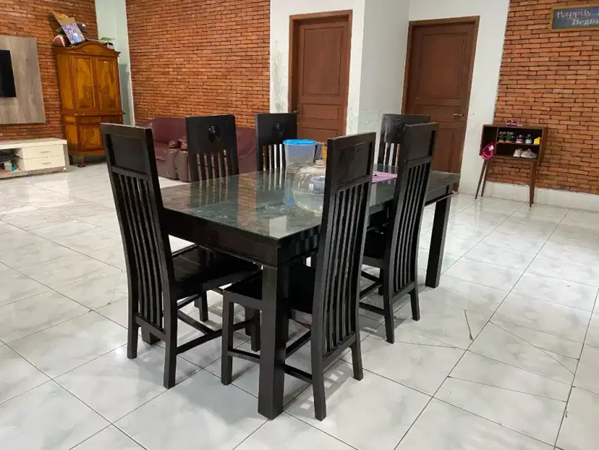 Meja Makan Jati 6 Kursi