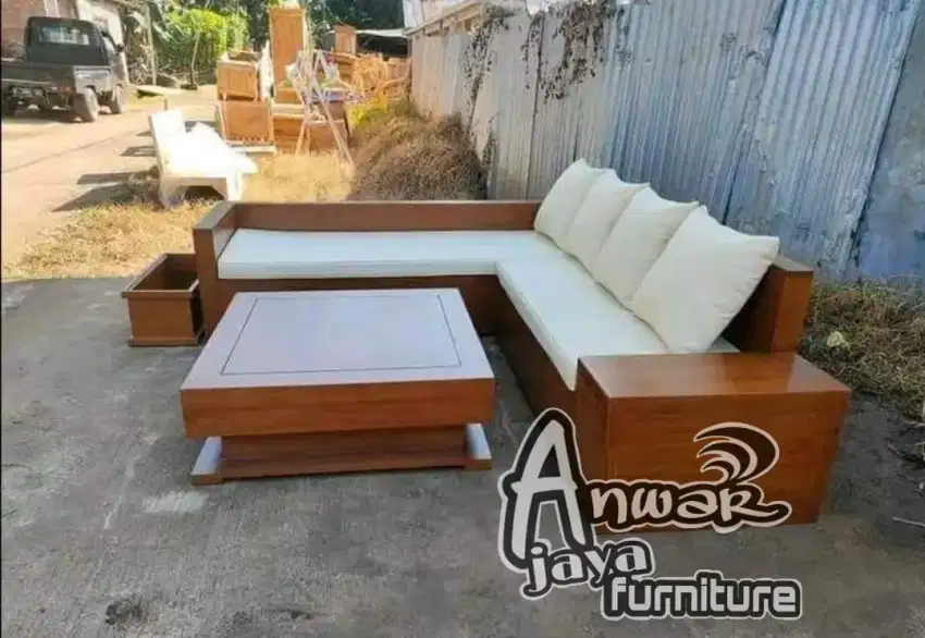 Kursi tamu sudut box full kayu jati