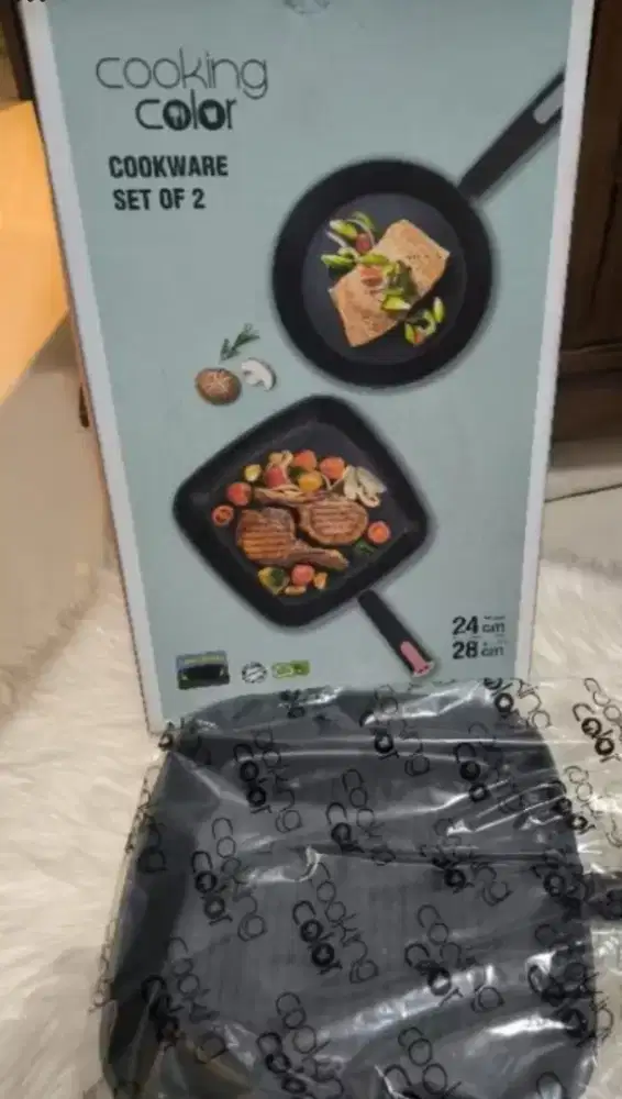 Cookware Set of 2 Merk Cooking Color Hanya Grill Pan 28cm Masih Baru