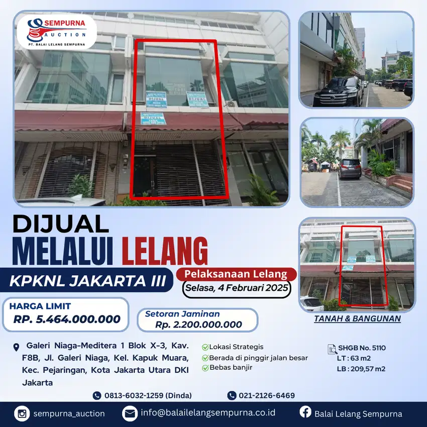 Di Jual Melalui Lelang Ruko Di PIK Jakarta Utara