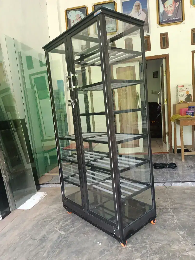 Jual rak sepatu aluminium warna coklat