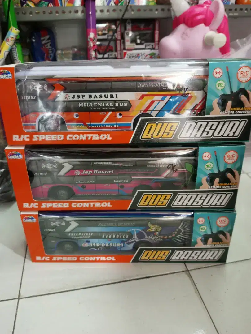 Mainan anak Rc Remot Control bus Basuri cas