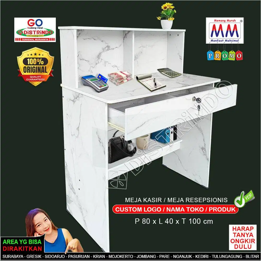 BESTSELLER Meja Kasir / Meja Resepsionis / BISA REQUEST LACI UANG