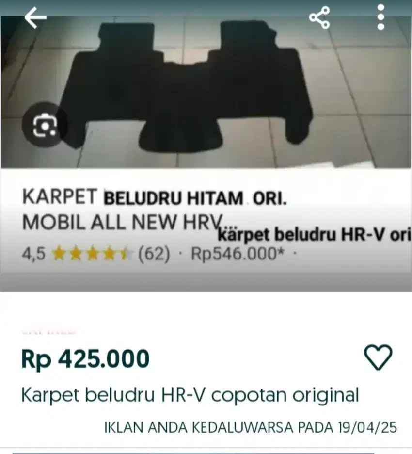 Karpet original HR-V bludru 2023