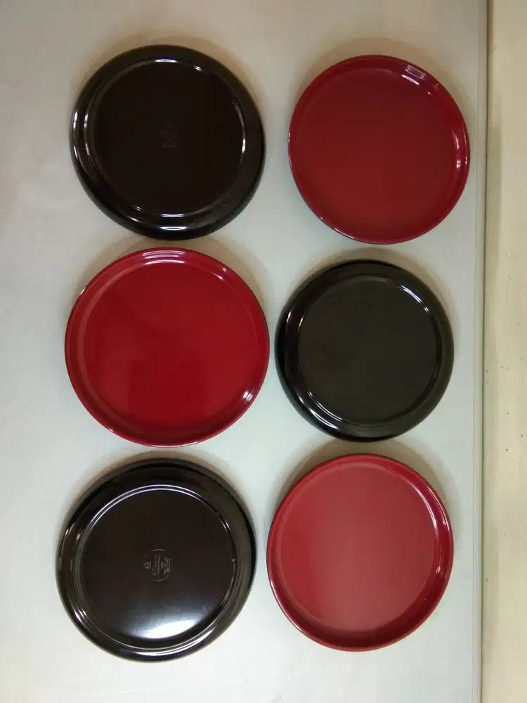Piring Datar Melamine GLORI 8.5 Y0485 - Merah Hitam (1/2 Lusin)