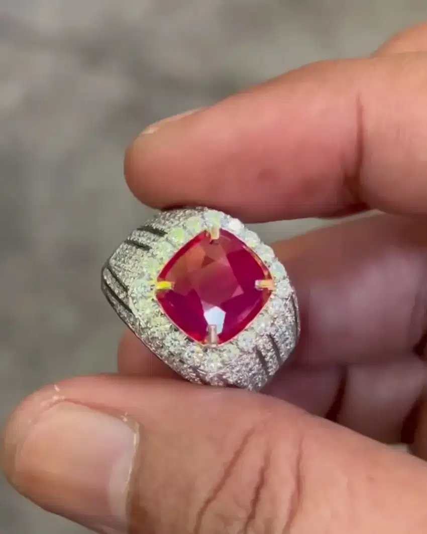 Ruby Burma Ring Silver Handmade