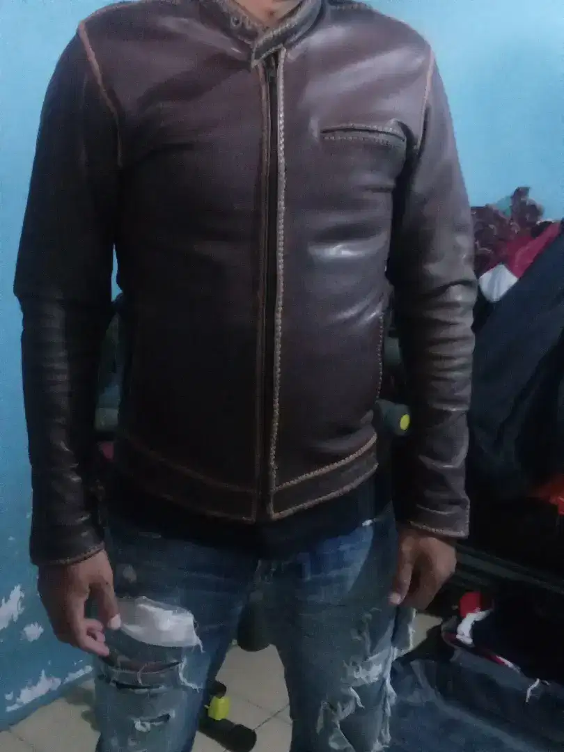 Jual jaket kulit sapi asli wrn coklat ukr M
