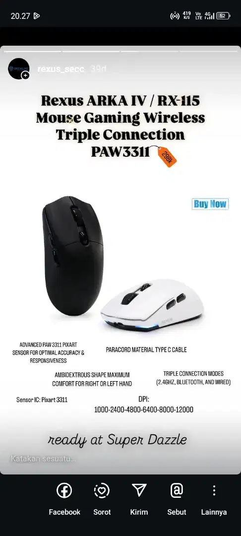 Mouse gaming rexus arka IV