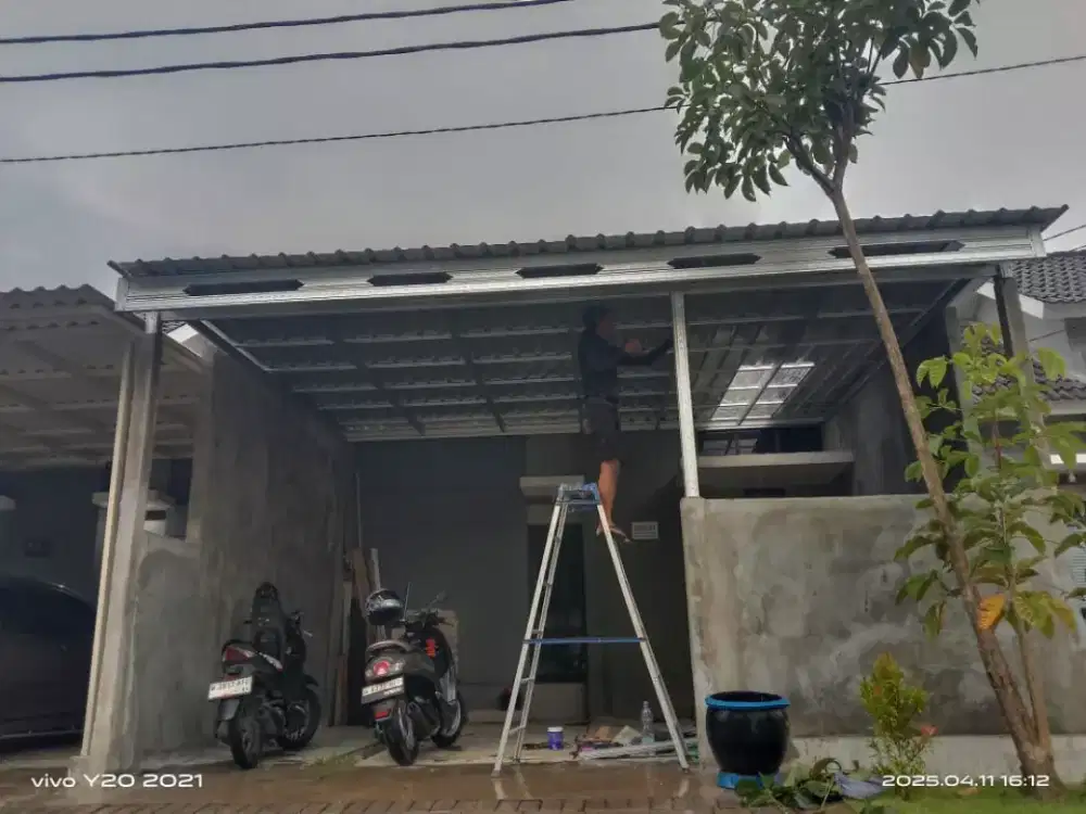 Kanopi rangka galfalum atap spandek