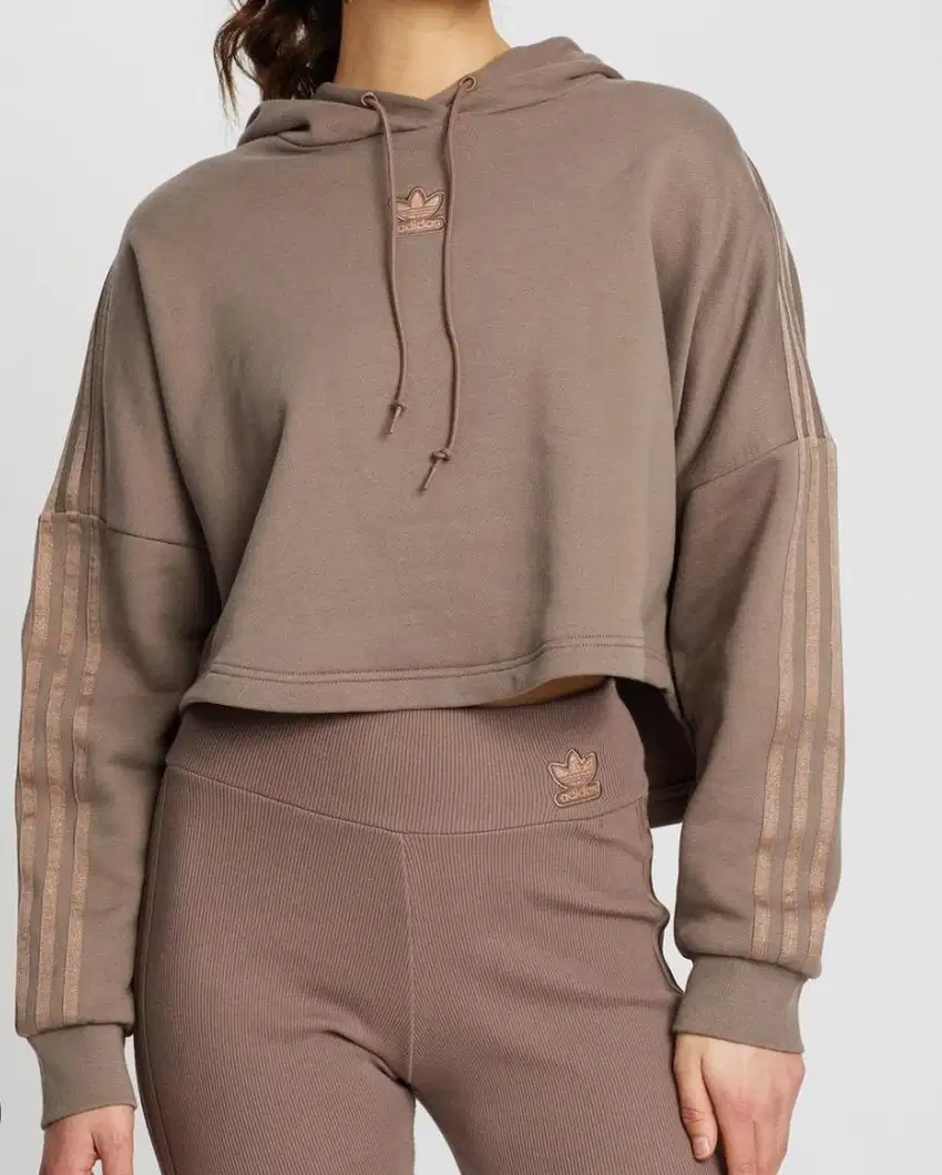 Adidas cropped hoodie brown