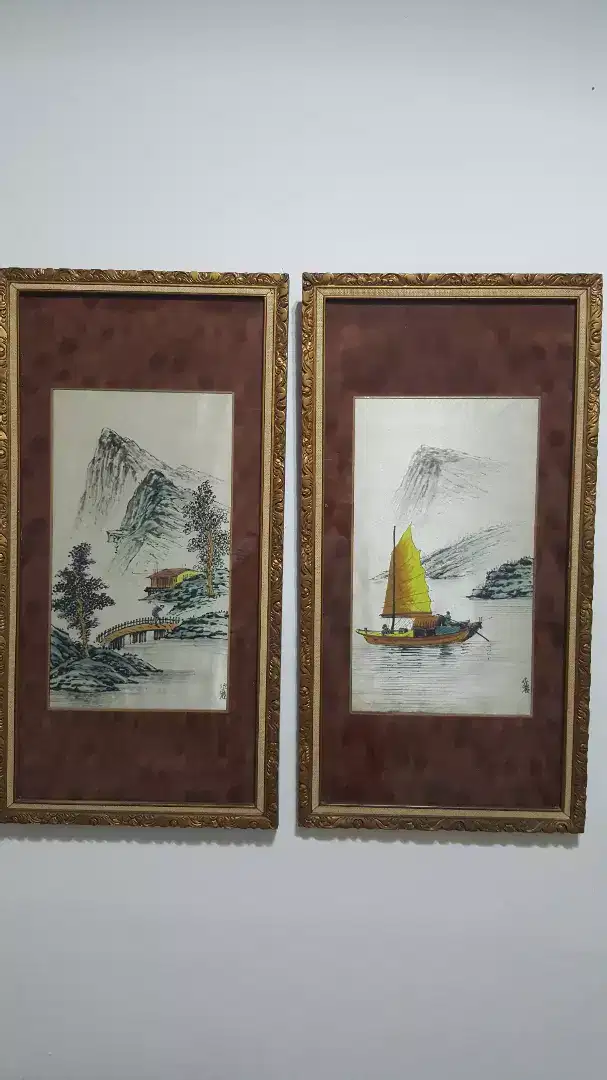 Lukisan pemandangan kain sutra