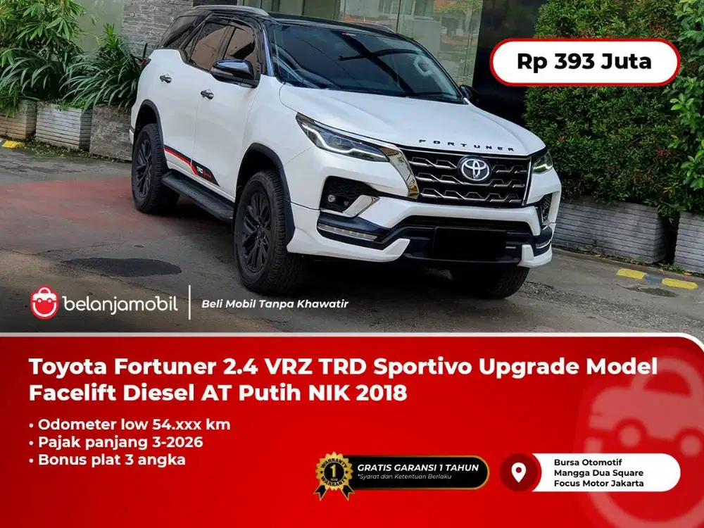 [LOW KM] Toyota Fortuner 2.4 VRZ TRD Sportivo AT Putih 2018/2019