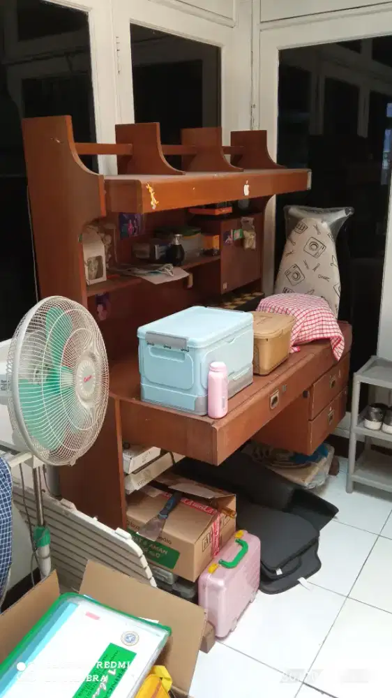 Meja Belajar Dari kayu Jati Full.