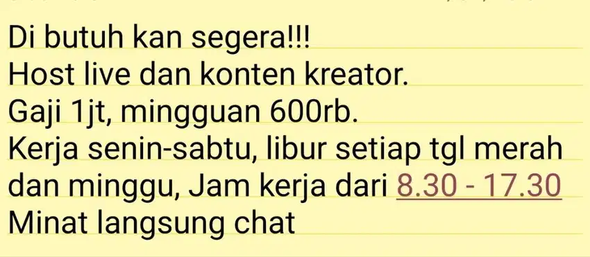 Di butuhkan host live dan content creator