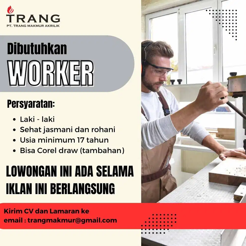 di cari pekerja untuk toko akrilik di sidoarjo