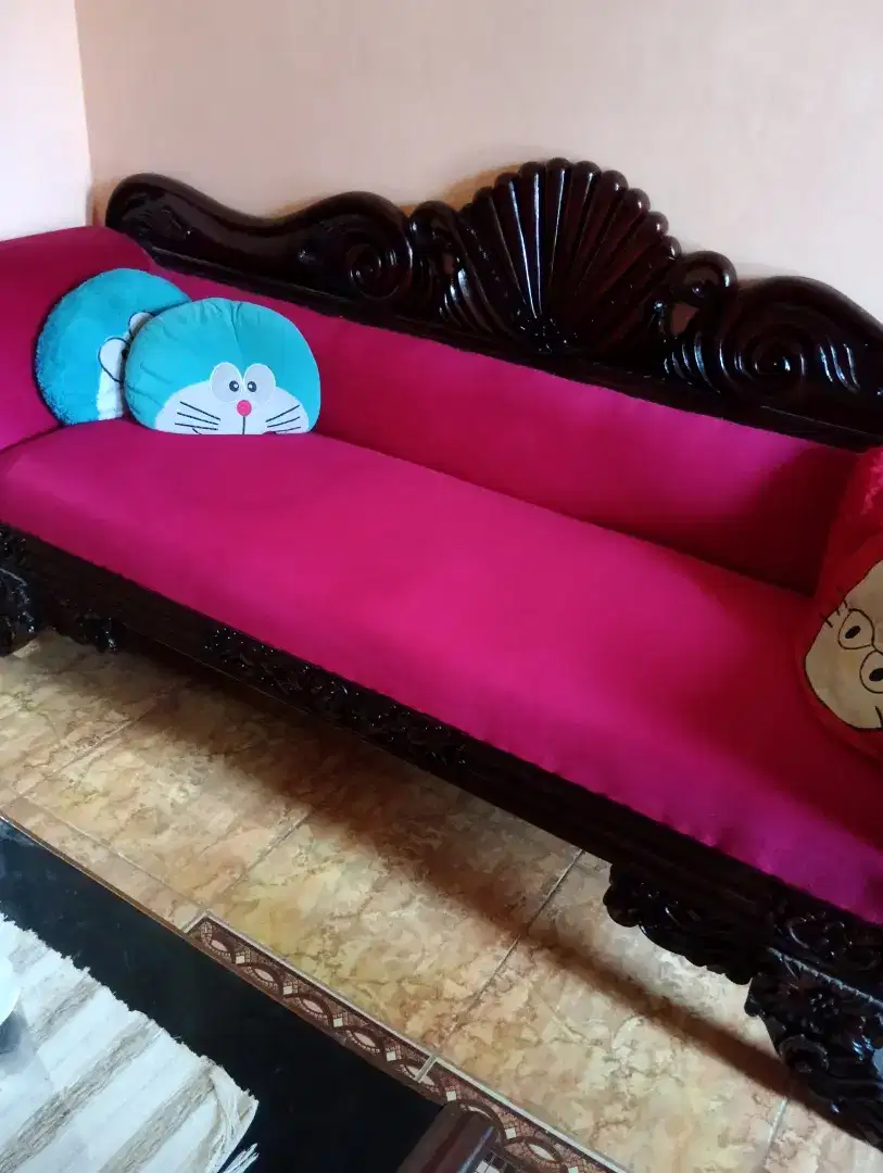 Jual kursi sofa jati warna merah