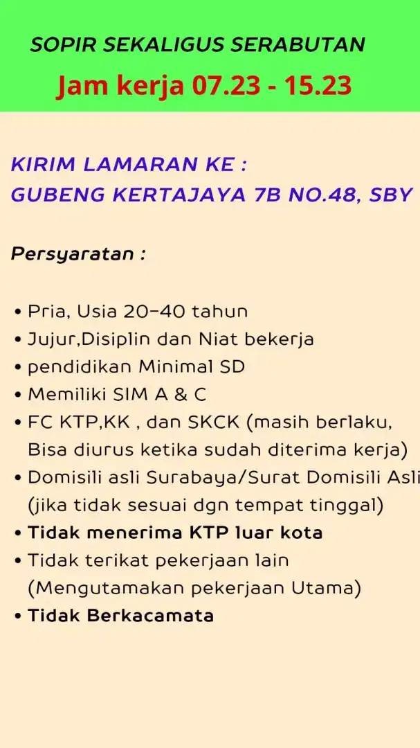 Kerja 7.23 sampai 15.23 sabtu 14.30. tanggal merah SELALU LIBUR