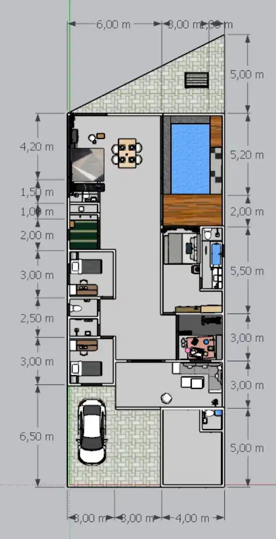Jual Tanah dan bangsalan 4 pintu