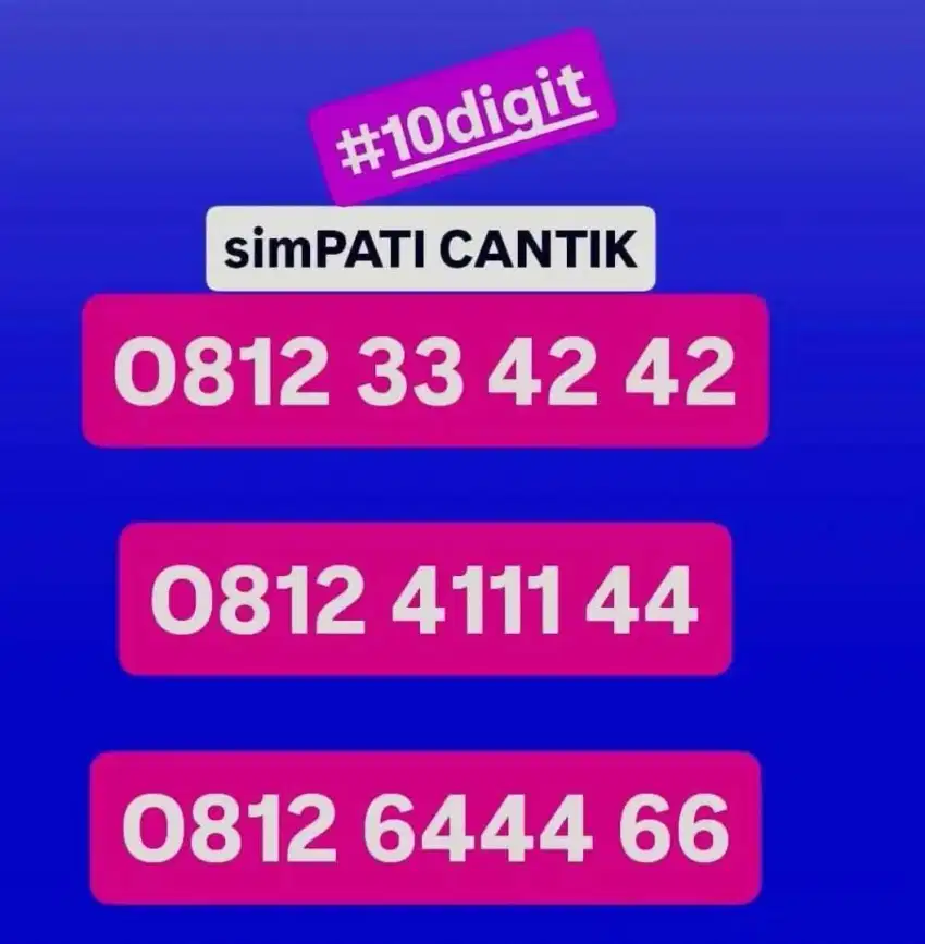 Nomor Cantik TELKOMSEL SIMPATI 10 ANGKA