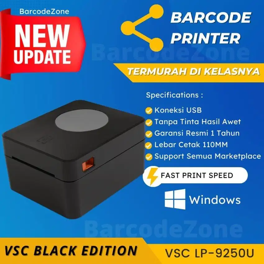 PRINTER BARCODE THERMAL bluetooth VSC LP-9350UB USB cetak alamat