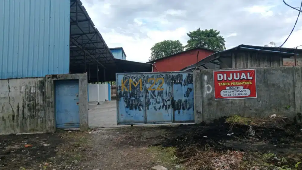 Di jual tanah beserta gudang di by pass KM 22