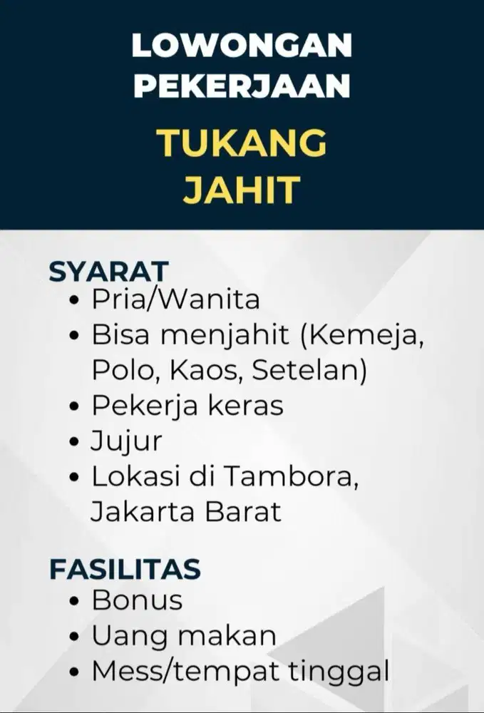 Penjahit borongan khusus seragam