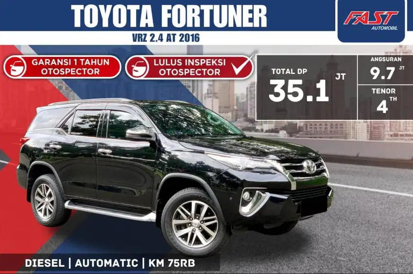 TOYOTA FORTUNER VRZ 2016 2.4 AT LOW KM.75RB & PAJAK PANJANG #F7ST