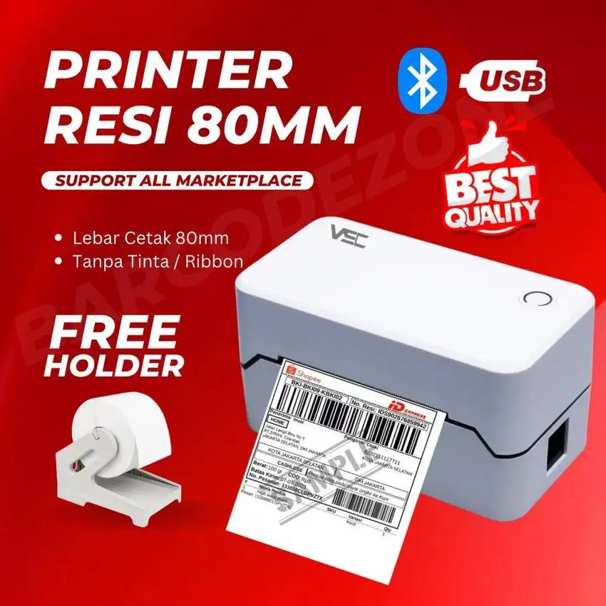 PRINTER BARCODE THERMAL BLUETOOTH VSC LP 3200UB 80MM CETAK RESI LABEL
