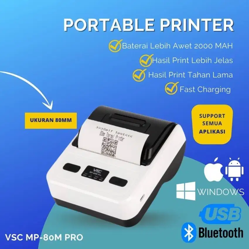 Printer struk thermal 80mm bluetooth ASC 78C 2000mah
