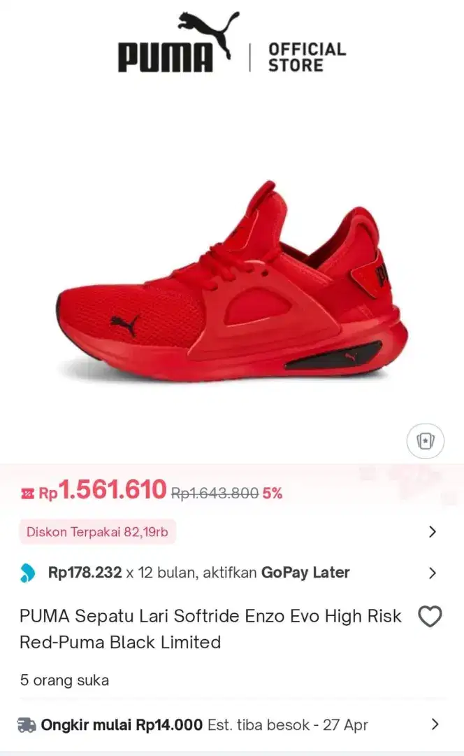 New Original PUMA softride enzo evo Red