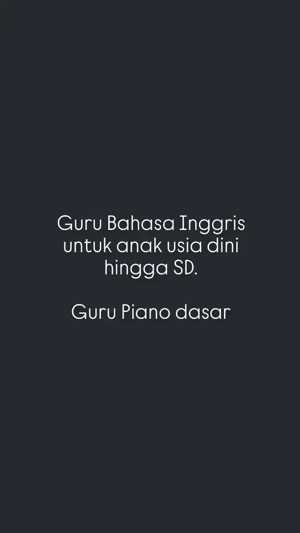 Guru Bahasa Inggris & Piano Dasar