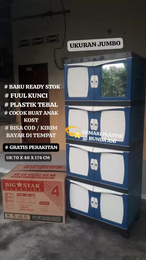 PROMO MURAH LEMARI PLASTIK UKURAN JUMBO BISA COD KIRIM AREA SDA SBY