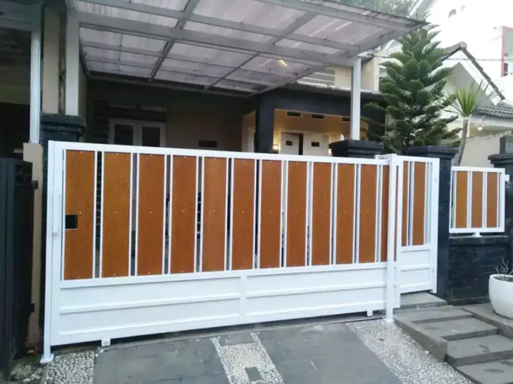 Pagar besi motip kayu grc Jabodetabek