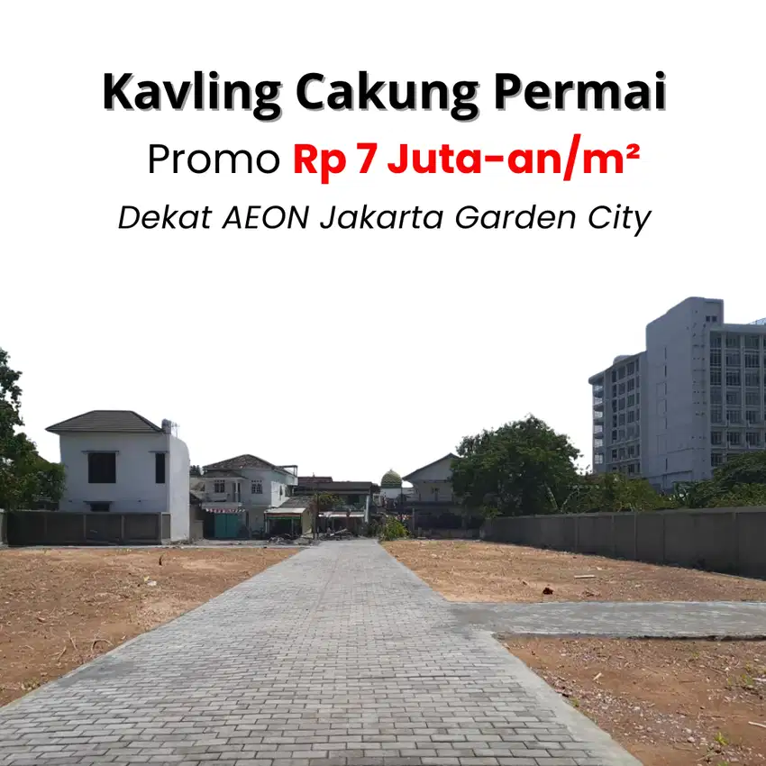 Tanah Kavling SHM dekat JGC, mulai 7 jt/m², cicilan 0%