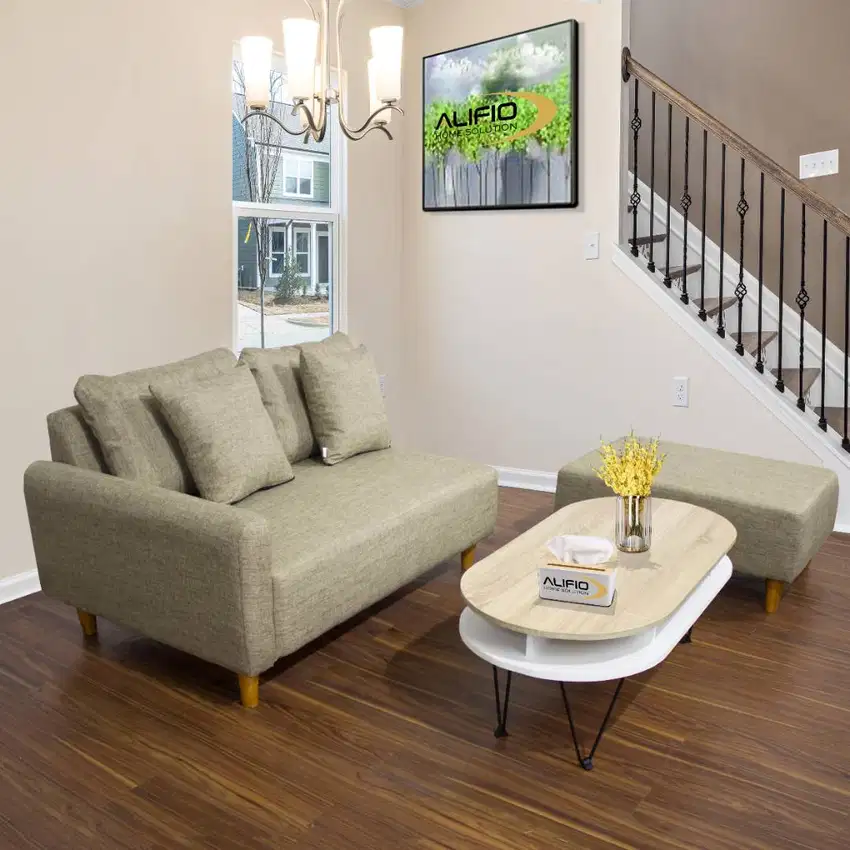 Sofa L Paseo/Minimalis/Fabrick Kanvas/Scandinavian