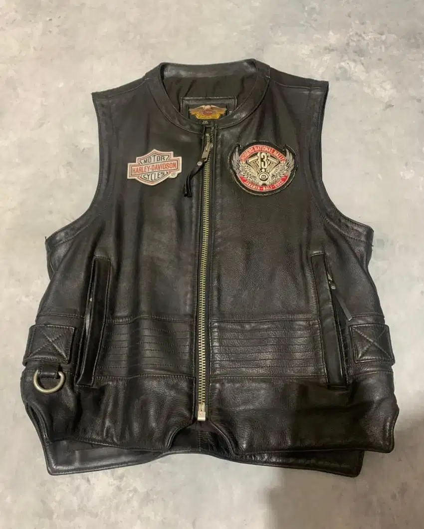 Jaket Rompi Vest Harley Davidson jaket kulit sapi asli Rompi motor