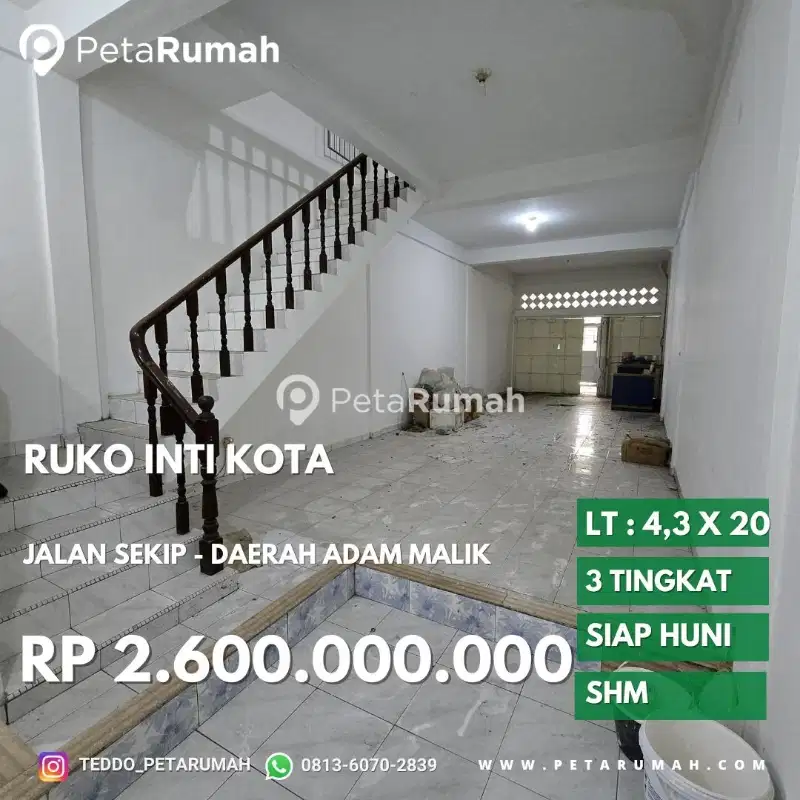 ruko strategis inti kota jalan sekip daerah adam malik