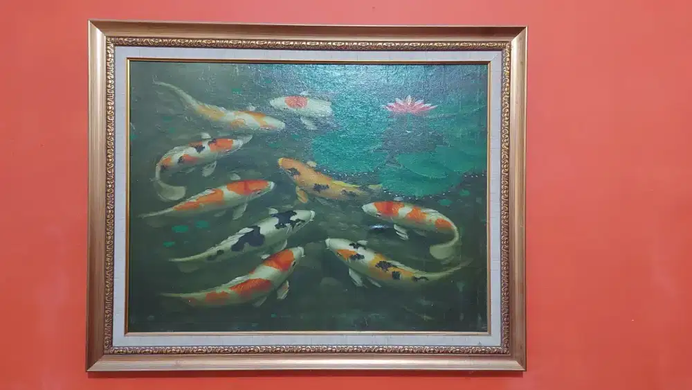 Lukisan Canvas in Oil - Koi