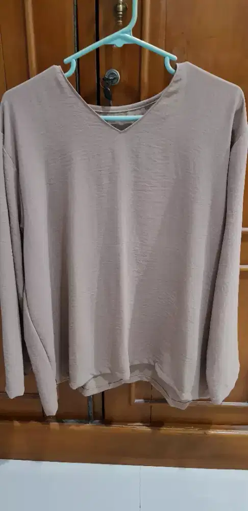 Blouse coklat crinckle