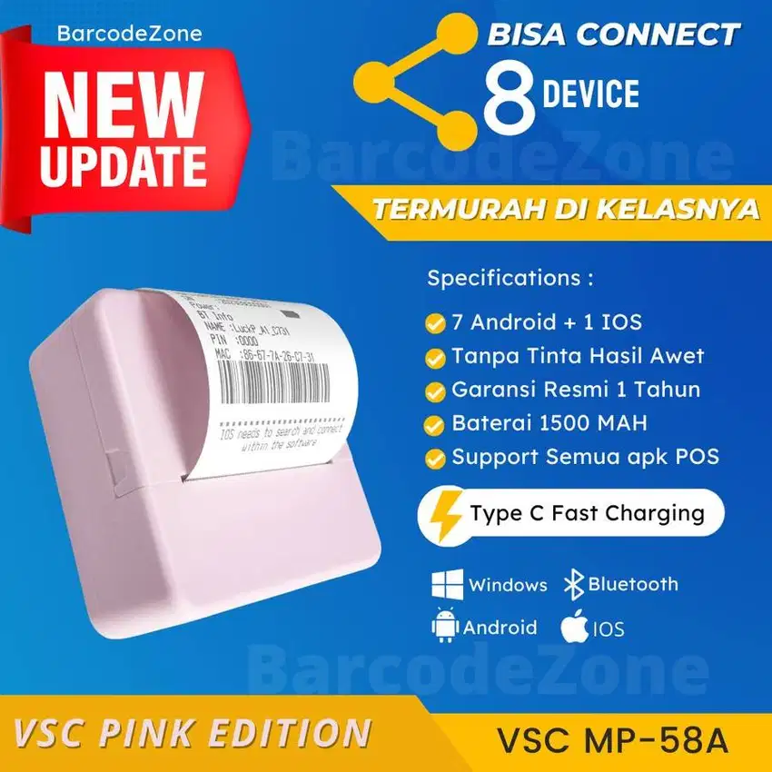 Printer Bluetooth Thermal struk VSC MP-58A 58mm