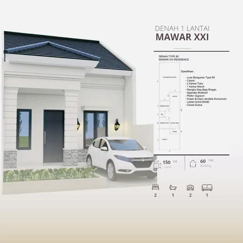 RUMAH CANTIK UK 6X25 PADANG BULAN