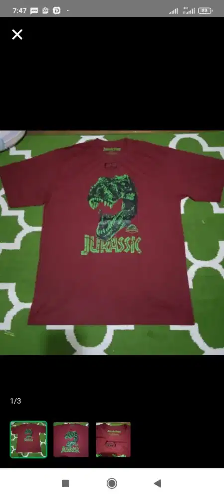 tshirt kaos natgeo marun jurassic park xxl jumbo