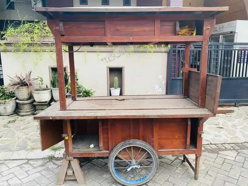 Gerobak angkringan kayu jati