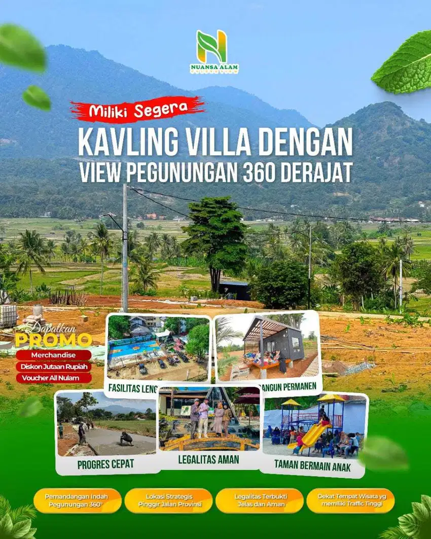 Tanah Kavling Siap Bangun View 360⁰ Pegunungan dan Persawahan