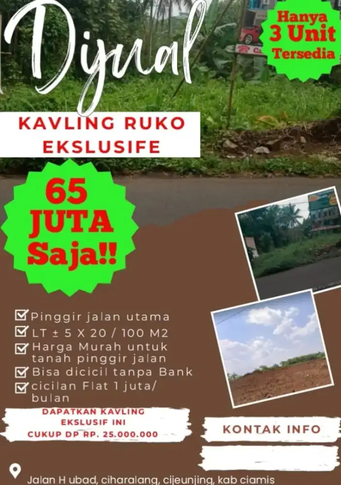 Jual Kavling Ruko pinggir Jalan Raya