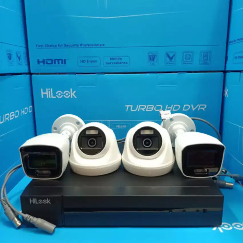 Paket cctv hilook 8 ch 4 camera colorvu 2mp